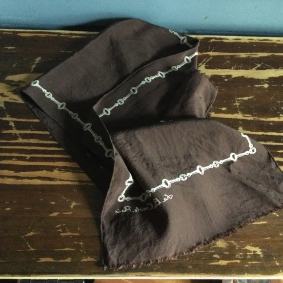 Vintage La Belle Creole - Paris Silk Scarf Horse bit design in a dk brown & gold - Picture 4 of 10